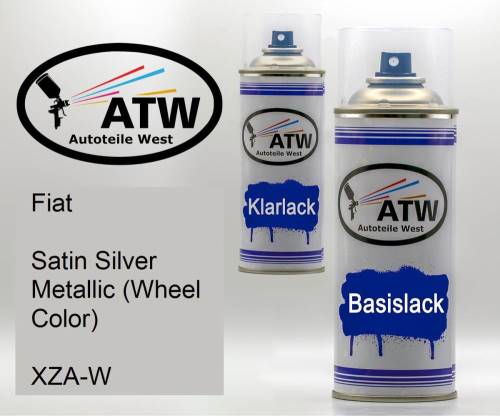 Fiat, Satin Silver Metallic (Wheel Color), XZA-W: 400ml Sprühdose + 400ml Klarlack - Set, von ATW Autoteile West.